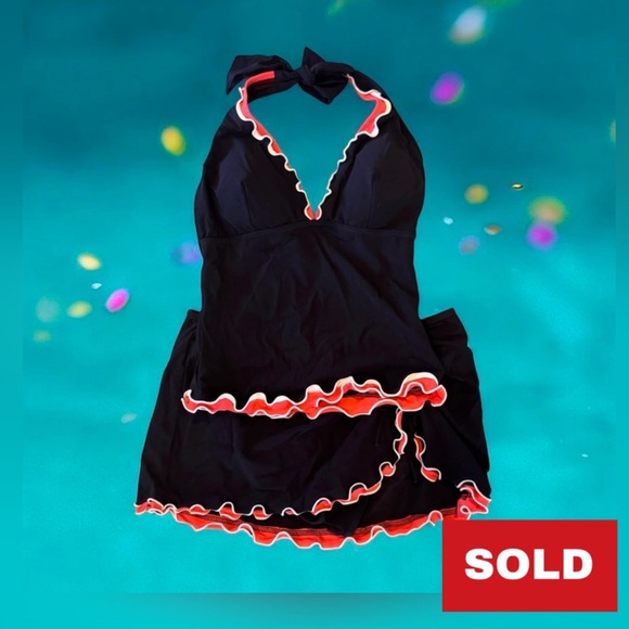 🆕 Profile Tankini 2-piece Set Padded Tankini Top & Bikini Rushed Skirted Bottom - Picture 1 of 9